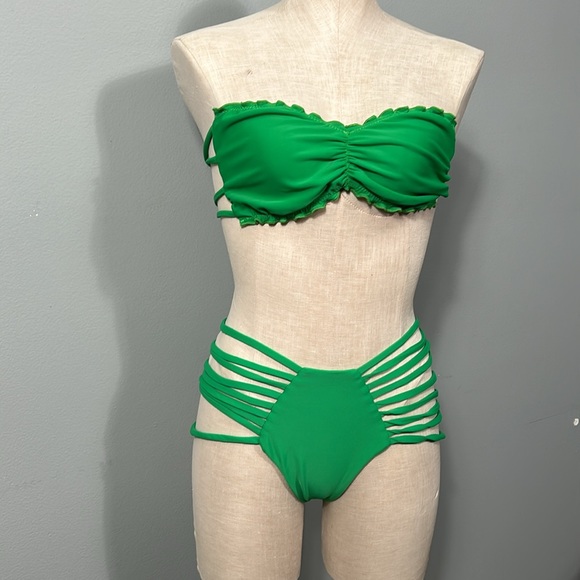 Montce Green Bikini Top and Bottom Set size L - gently used - Picture 2 of 7
